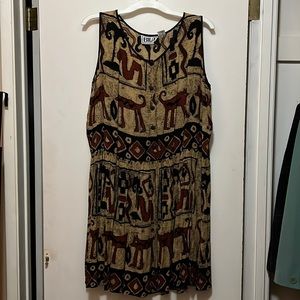 BILA Abstract tribal button front dress vintage side large